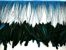 35cm Stripped Feather Mixed Coque Fringe - Turquoise