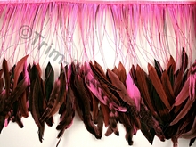 35cm Stripped Feather Mixed Coque Fringe - Neon Cerise