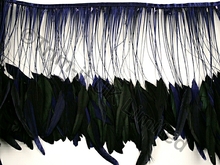 35cm Stripped Feather Mixed Coque Fringe - Sapphire