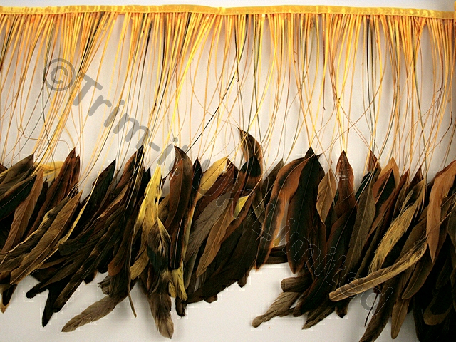 35cm Stripped Feather Mixed Coque Fringe - Sunrise