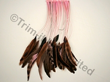 35cm Stripped Feather Mixed Coque 10cm pc - Sugar Pink