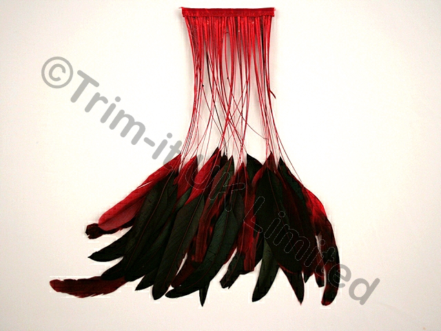 35cm Stripped Feather Mixed Coque 10cm pc - Flamenco Red