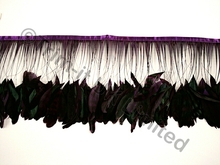 20cm Stripped Feather Mixed Coque Fringe - Purple Rain