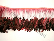 20cm Stripped Feather Mixed Coque Fringe - Pink Grapefruit