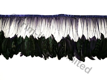 20cm Stripped Feather Mixed Coque Fringe - Sapphire