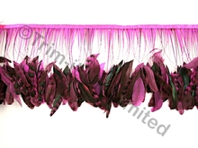 20cm Stripped Feather Mixed Coque Fringe - Electric Pink