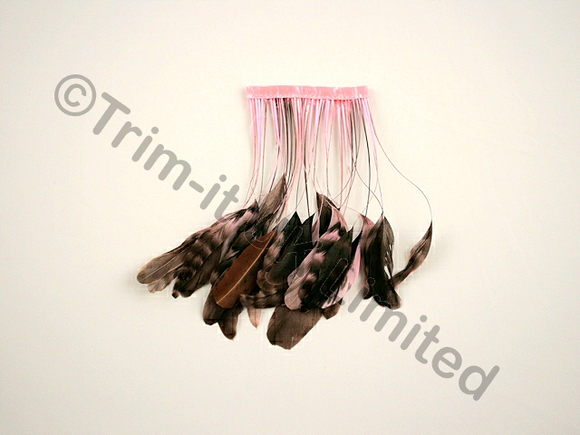 20cm Stripped Feather Mixed Coque  10cm pc. - Sugar Pink