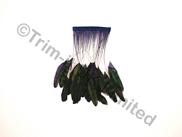 20cm Stripped Feather Mixed Coque  10cm pc. - Sapphire