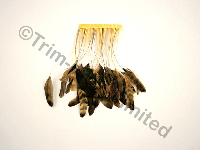 20cm Stripped Feather Mixed Coque  10cm pc. - Sunrise