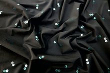 Aqua Metallic sequin Effect on Lycra - Black