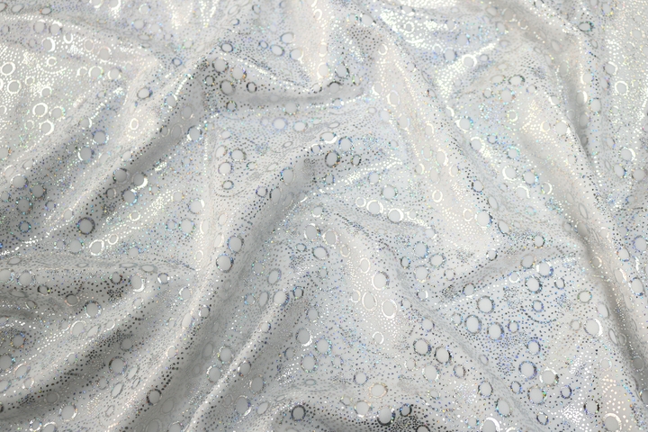 Snow Flake Lycra - White/Silver Hologram