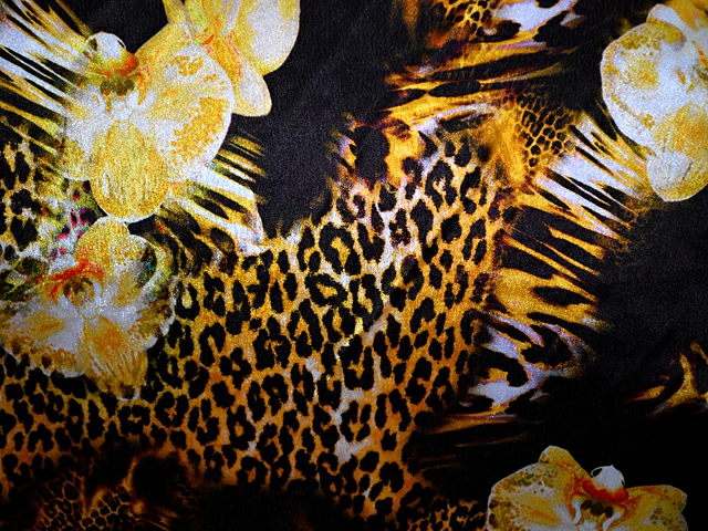 Flower & leopard Pearl Chiffon WAS 29 NOW - Daffodil/Black