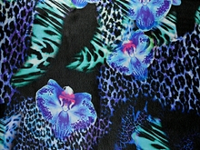 Flower & leopard Pearl Chiffon WAS 29 NOW - Sapphire/Jade/Black