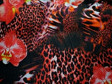 Flower & leopard Pearl Chiffon WAS 29 NOW - Flamenco Red/Tropic Lime/Black