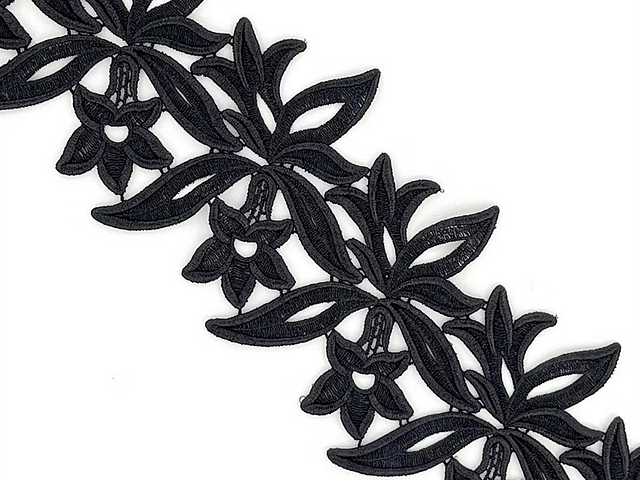 Georgina Guipure Lace Ribbon - Black