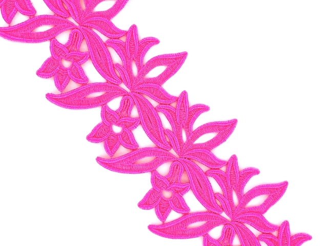 Georgina Guipure Lace Ribbon - Neon Cerise