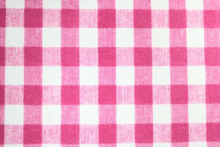 14mm Gingham Lycra - White/French Rose