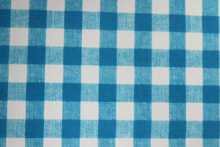 14mm Gingham Lycra - White/Turquoise