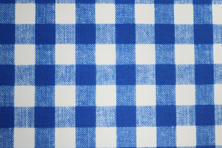 14mm Gingham Lycra - White/Ocean Blue