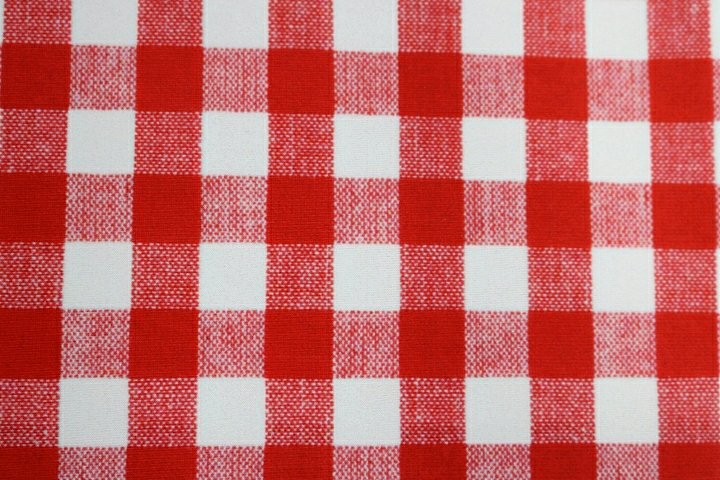 14mm Gingham Lycra - White/Flamenco Red