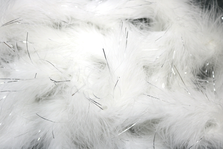 Marabou Feather Trim/Glitter(Approx.2m pc.) - White/Metallic Silver