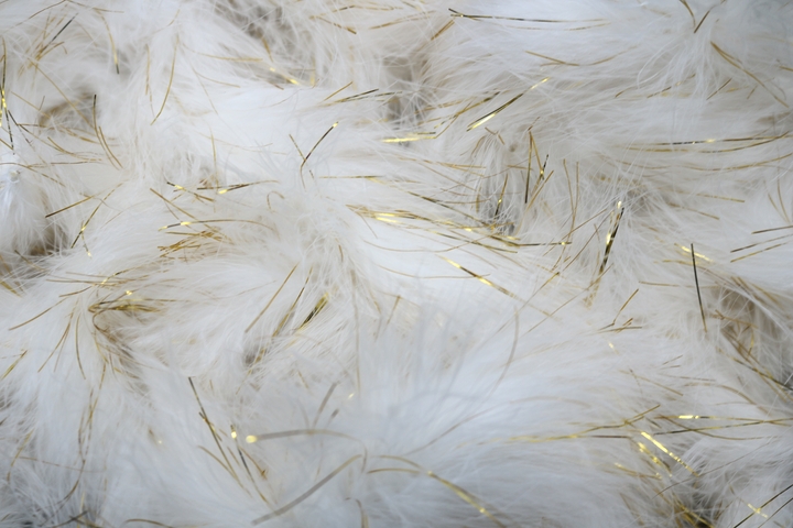 Marabou Feather Trim/Glitter(Approx.2m pc.) - White/Metallic Gold