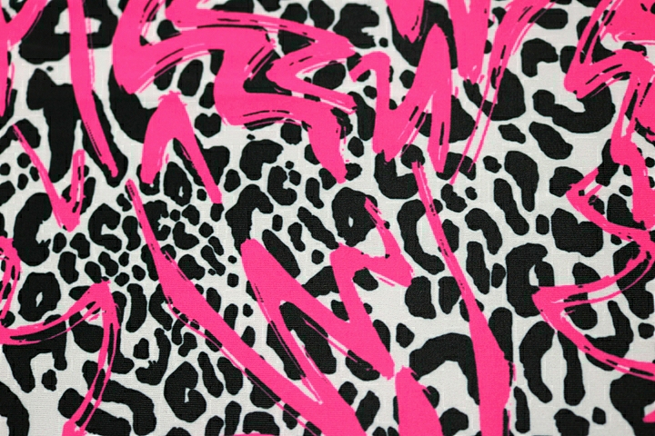 Graffiti Leopard Lycra - White/Black/Neon Cerise