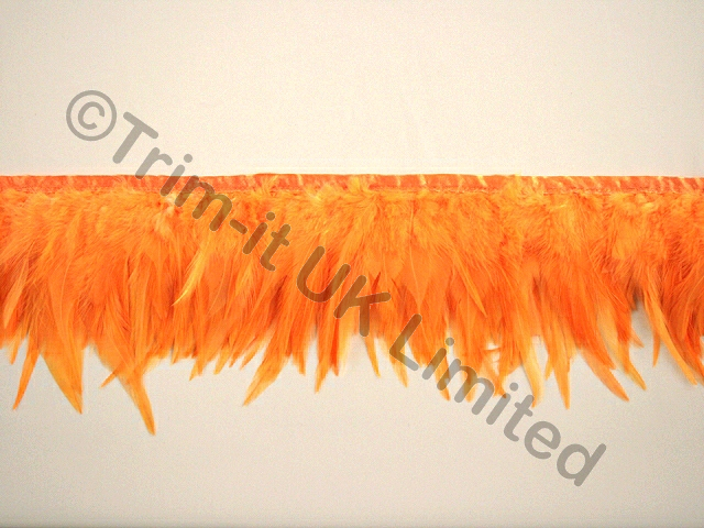 10cm Hackle Full Feather Fringe - Mango