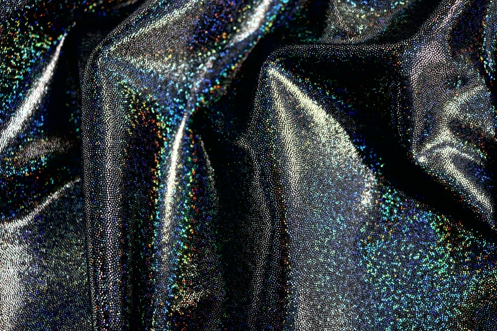 Lazer Hologram Shine Lycra - Black/Black Hologram