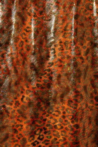 Leopard Metallic Lycra - Brick Red/Red/Metallic Gold