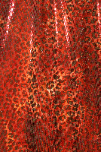 Leopard Metallic Lycra - Brick Red/Red/Metallic Red