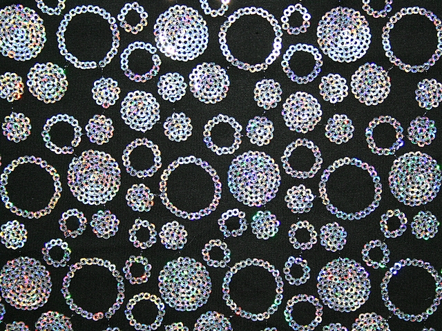 Loopy Sequin on 2-way Stretch Poly Lycra SALE - Black/Silver Hologram