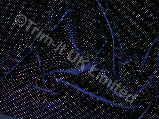 Metallic Glitter Stretch Velvet - Light Navy/Sapphire/Fuchsia Pink