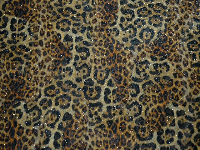 Mixed Leopard On Glitter Stretch Net - Black/Gold/Metallic Gold