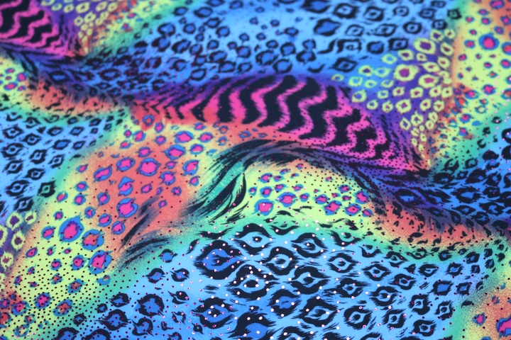 Peacock Metallic Lycra - Multi-coloured