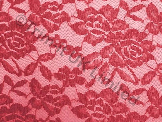 Rose Bud Stretch Lace - Red