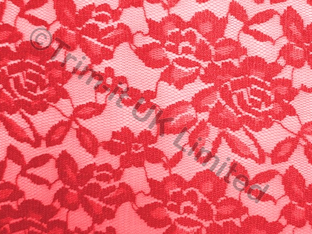 Rose Bud Stretch Lace - Flamenco Red