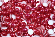 Round Half Pearls 10mm Plain Colours - Red