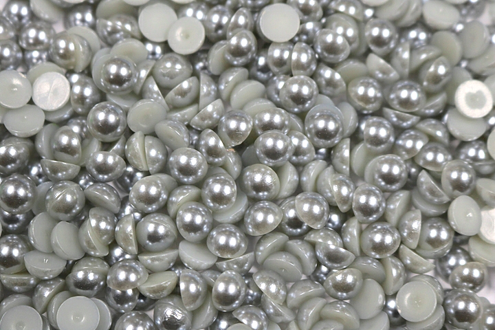 Round Half Pearls 10mm Plain Colours - Silver Grey