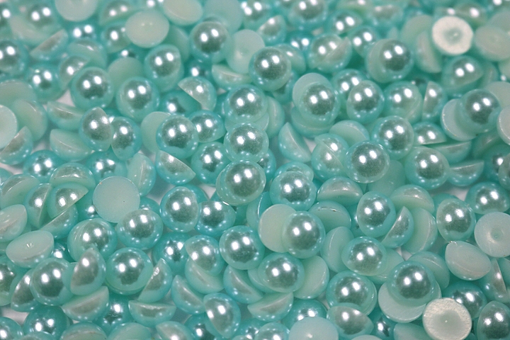 Round Half Pearls 10mm Plain Colours - Aquamarine.