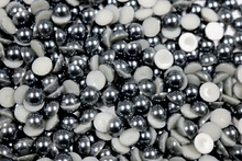 Round Half Pearls 10mm Plain Colours - Dark Grey