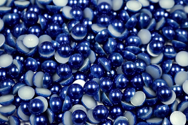 Round Half Pearls 10mm Plain Colours - Ocean Blue