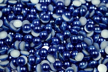 Round Half Pearls 10mm Plain Colours - Ocean Blue