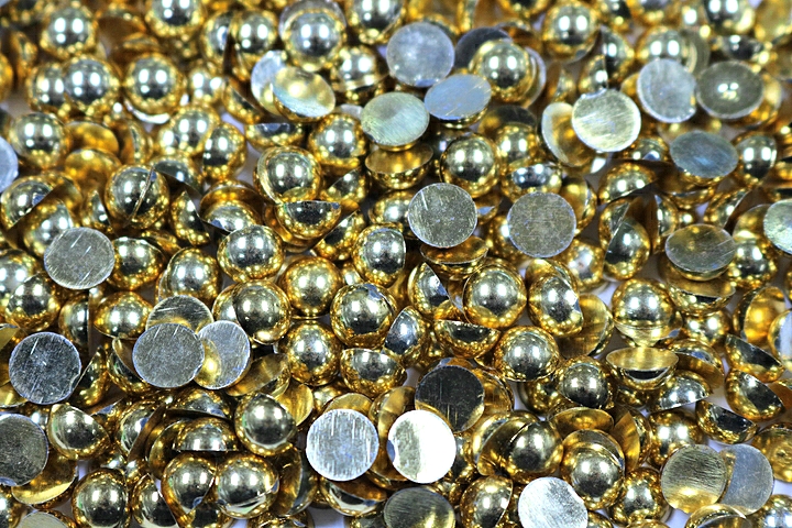 Round Half Pearls 10mm AB Colours - Metallic Gold