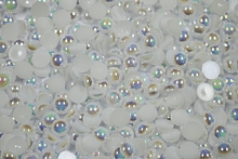 Round Half Pearls 10mm AB Colours - White AB