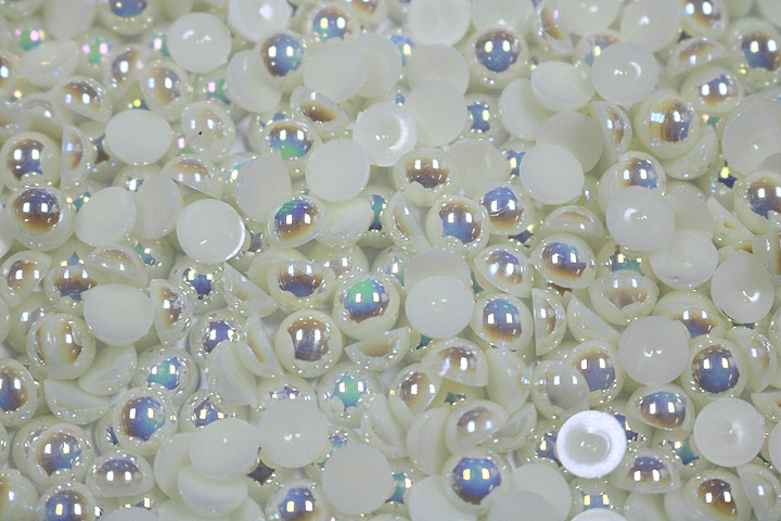 Round Half Pearls 10mm AB Colours - Ivory AB