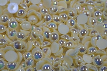 Round Half Pearls 10mm AB Colours - Buttermilk AB