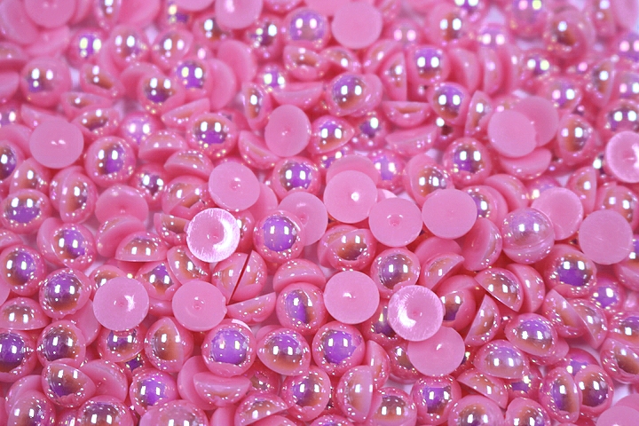 Round Half Pearls 10mm AB Colours - Candy Floss AB