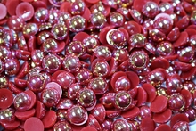 Round Half Pearls 10mm AB Colours - Red AB