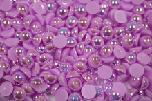 Round Half Pearls 10mm AB Colours - Orchid.AB